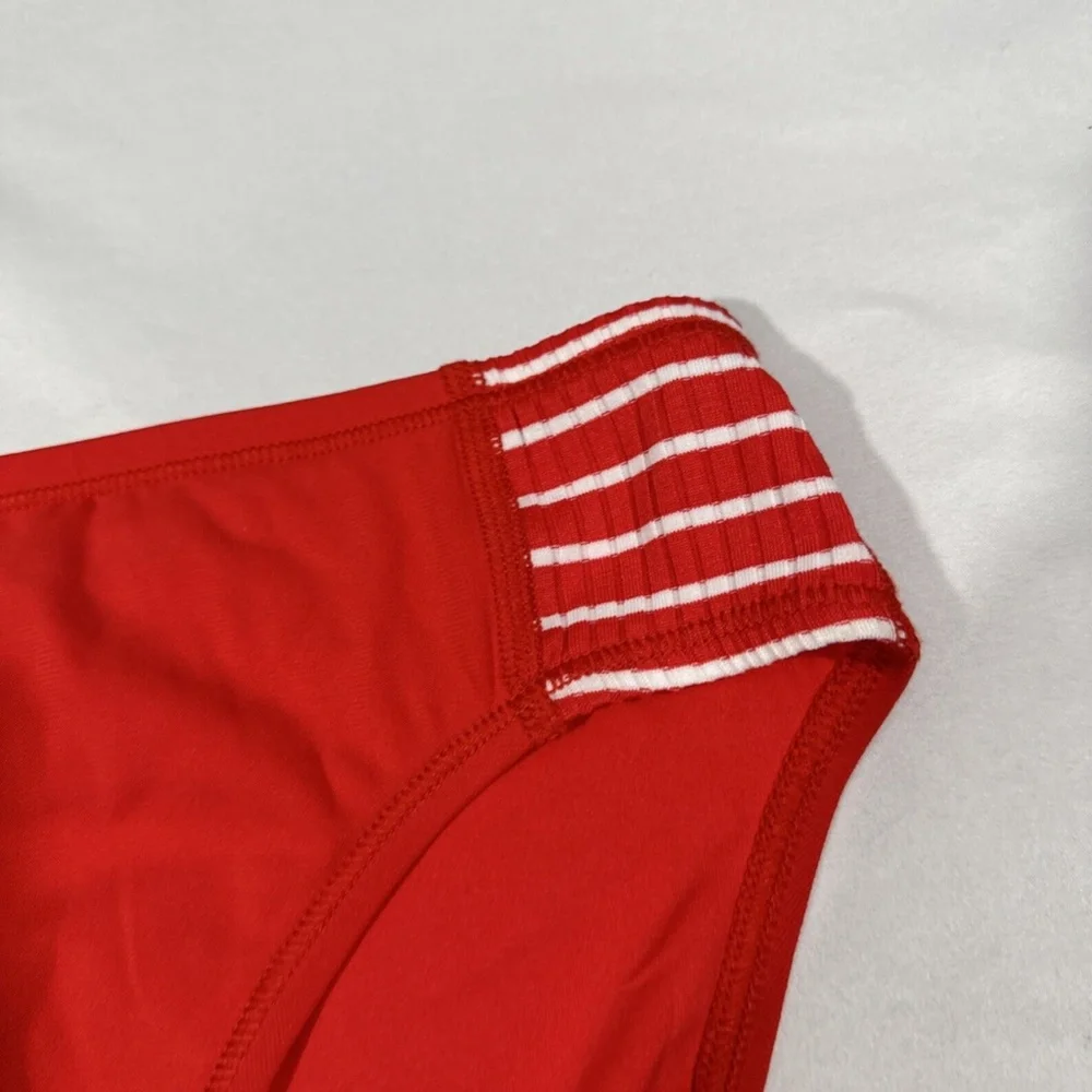 NEW $88 Robin Piccone Sailor High‎ Waist Bikini Bottoms Red [ Small ]